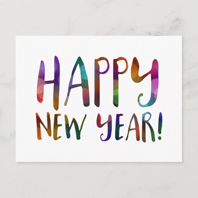 Cartão Postal De Festividades bokeh do feliz ano novo (Frente)