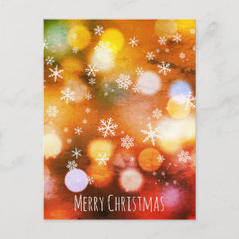 Cartão Postal De Festividades Bokeh Luzes Vivas Flocos de Neve - Natal Moderno