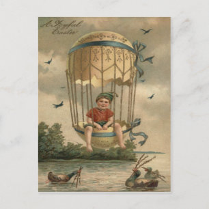 Cartão Postal De Festividades Bola de Ar Páscoa Ovo Pintado Colorido Pato
