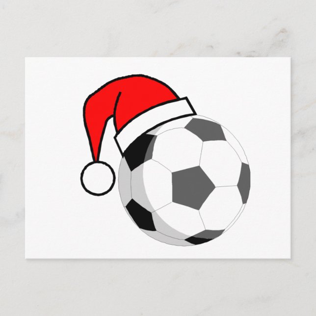Cartão Postal De Festividades Bola de futebol (chapéu do papai noel) (Frente)