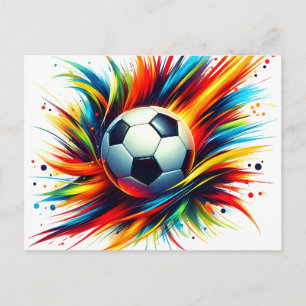 Cartão Postal De Festividades Bola de Futebol Splash Futurista Abstrato