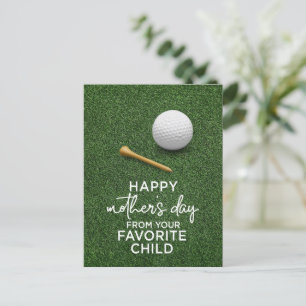 Cartão Postal De Festividades Bola de golfe no Dia de as mães Feliz Verde para a