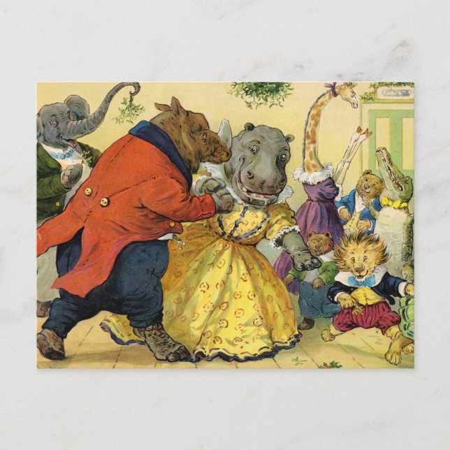 Cartão Postal De Festividades Bola de Natal Animal (Frente)