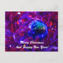 Cartão Postal De Festividades Bola de Natal Vermelha