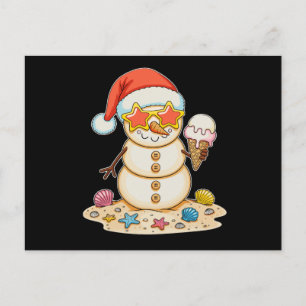 Cartão Postal De Festividades Bola de Neve de Areia Chapéu de Papai Noel Natal V