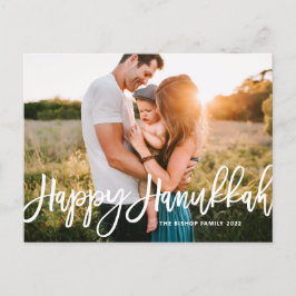 Cartão Postal De Festividades Bold Modern Calliografia Feliz Foto Chanucá