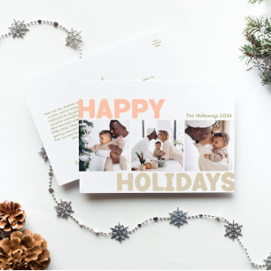 Cartão Postal De Festividades Bold Modern Year in Review Three Photo Happy