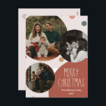 Cartão Postal De Festividades Bolinhas de Natal da Abstrato Red Boho Três Foto<br><div class="desc">Este cartão postal de Natal com abstrato de Natal vermelho é perfeito para o seu cartões de natal moderno inspirado na fazenda boêmica. A típica fonte rústica, mas delicada, desenhada à mão dá-lhe um aspecto viscoso e úmido enquanto a mantém bonita e simples. As bolinhas vêm em tons de terra...</div>