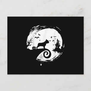 Cartão Postal De Festividades Bolldog francês Halloween Costume Moon Gift