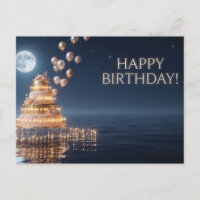 Bolo de Aniversário de Vários Andares com Balões e