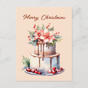 Cartão Postal De Festividades Bolo de elfo de Natal festivo adiciona texto