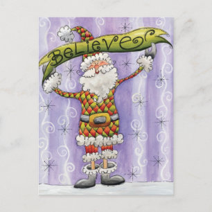 Cartão Postal De Festividades Bom Natal para os desenhos animados, acredito em P