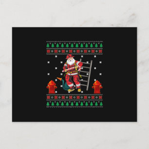 Cartão Postal De Festividades Bombeiro Feio de Natal Suado Meninas de Natal