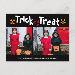 Cartão Postal De Festividades Bompkin jack-o-lanterna Família Halloween Duas Fot