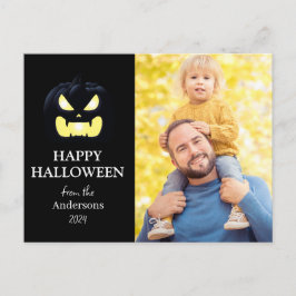 Cartão Postal De Festividades Bompkin jack-o-lanterna Família Halloween Uma Foto