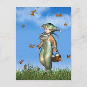 Cartão Postal De Festividades Boneca do palhaço de Pierrot da páscoa com