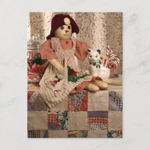 Cartão Postal De Festividades Boneca Snowman 2390 no Quilt Christmas