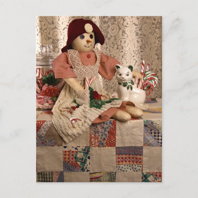 Cartão Postal De Festividades Boneca Snowman 2390 no Quilt Christmas (Frente)