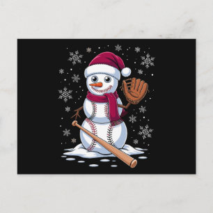 Cartão Postal De Festividades Boneco de Neve de Beisebol Chapéu do Papai Noel Lu