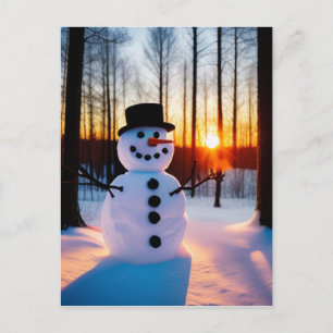 Cartão Postal De Festividades Boneco de Neve de Férias
