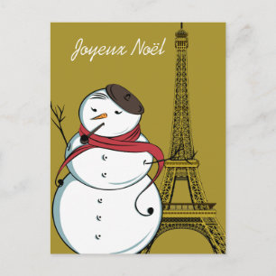 Cartão Postal De Festividades Boneco de neve de Joyeux Noël