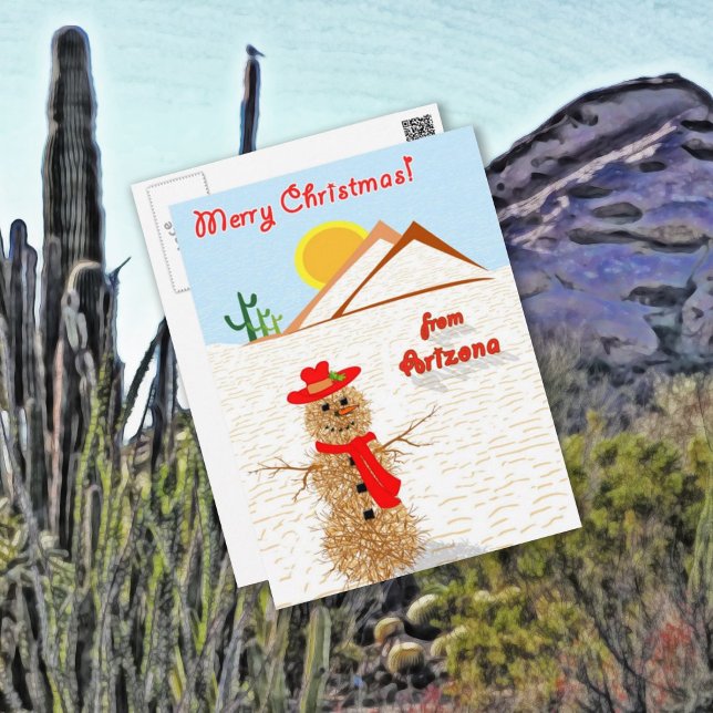 Cartão Postal De Festividades Boneco de neve do amaranto da arizona (Criador carregado)