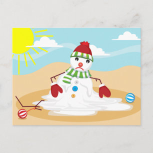 Cartão Postal De Festividades boneco de neve do Natal em julho