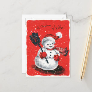 Cartão Postal De Festividades boneco de neve dos natais vintages