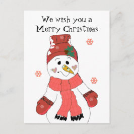 Cartão Postal De Festividades Boneco de Neve - Feliz Natal