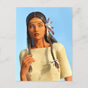Cartão Postal De Festividades Bonita roupa de Indígenas de mulher nativa america