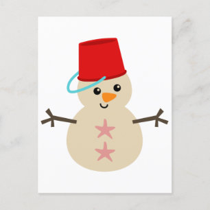 Cartão Postal De Festividades Bonito boneco de neve feito de areia com fiança pa