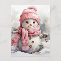 Bonito boneco de neve rosa