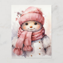 Bonito boneco de neve rosa