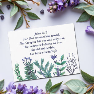 Cartão Postal De Festividades Bonito John 3:16 Bíblia Verse Christian