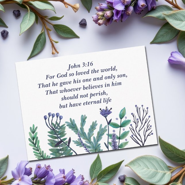 Cartão Postal De Festividades Bonito John 3:16 Bíblia Verse Christian (Criador carregado)