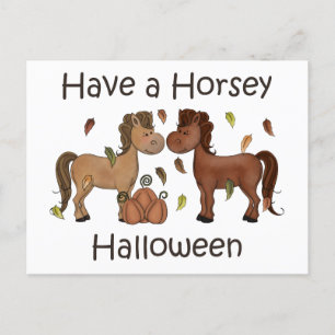 Cartão Postal De Festividades Bonito Tenha um Cavalo de Halloween Horsey