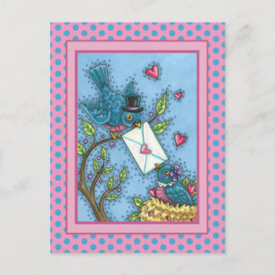 CARTÃO POSTAL DE FESTIVIDADES BONITOS DE PÁSSAROS, NAMORADOS DE PÁSSARO AMOR