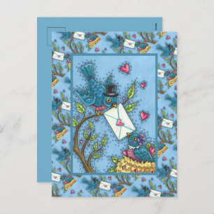 CARTÃO POSTAL DE FESTIVIDADES BONITOS DE PÁSSAROS, NAMORADOS DE PÁSSARO AMOR