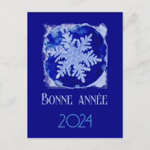 Cartão Postal De Festividades Bonne Annee - floco de neve - 2024