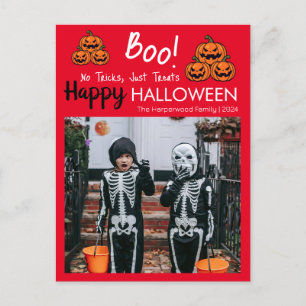 Cartão Postal De Festividades Boo abóbora-a-lanterna feliz Halloween 1 Foto