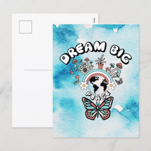 Cartão Postal De Festividades Borboletas e Cogumelos Sonham Grande inspo positiv