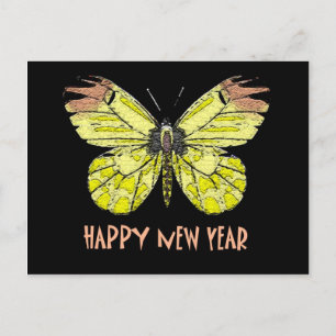 Cartão Postal De Festividades Borboletas e Feliz ano novo de mariposas