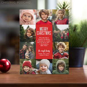 Cartão Postal De Festividades Borda de colagem de 10 fotos - Saudação de Natal A