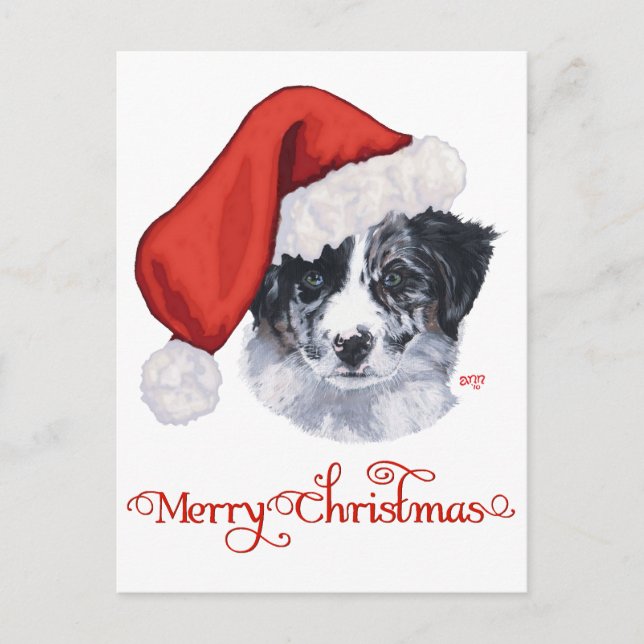 Cartão Postal De Festividades Border Collie Natal (Frente)