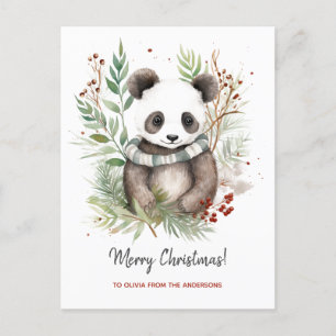 Cartão Postal De Festividades Borracha de Panda Bastante Russa de Natal