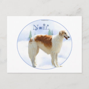 Cartão Postal De Festividades Borzoi Noel