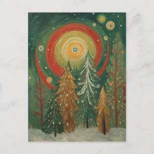 Cartão Postal De Festividades Bosque Celestial de Inverno