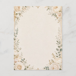 Cartão Postal De Festividades Botânica Elegante em Papel Artesanal Antigo