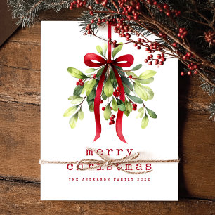 Cartão Postal De Festividades Botânica Verde Aquarela Feliz Natal