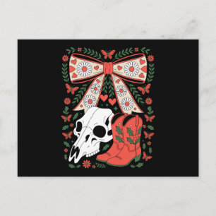 Cartão Postal De Festividades Botas de Cowboy de Natal Gótico Crânio Arco Azevin